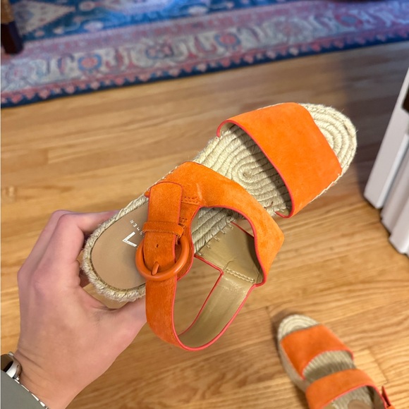 Marc Fisher LTD Renni Platform Espadrille Wedge Sandals Orange Suede Size 5 - Picture 8 of 16